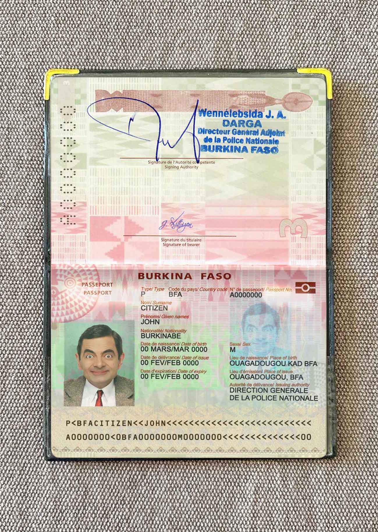 Burkina Faso pass (2018 present) photo look PSD template